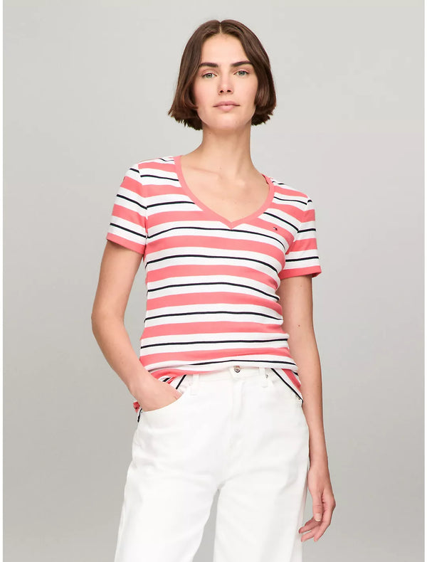 Tommy Hilfiger Playera a rayas con escote en V